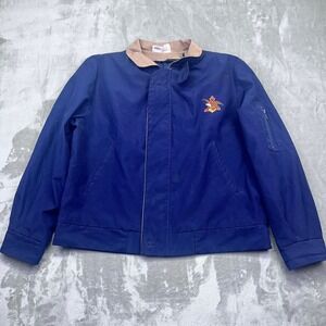 Vintage Budweiser Jacket Mens 42/44 Blue Tan‎ Embroidered Beer Logo Union Made